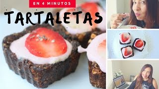 TARTALETAS DE FRESA Y YOGUR  MERIENDA SALUDABLES EN 4 MINUTOS Recetas Lily [upl. by Nnaytsirk]