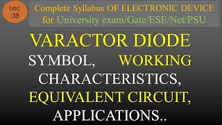 Lec 38 Varactor DiodeSymbol Working CharacteristicsEquivalent Circuit Applications  EDC [upl. by Scrope]