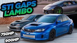 Sleeper Subaru STI GAPS Huracan Evo on the Street  900HP STI Neck Snapping Backroad Launch [upl. by Aurlie]