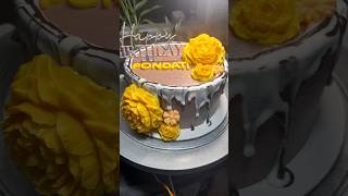 Yellow Chocolate Rose cake Decoration cake butterscotchcake birthdaycakedecorating [upl. by Alleinad]