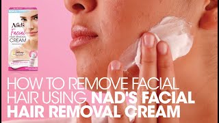 How to remove facial hair using Nads Facial Hair Removal Cream  Demo Video [upl. by Rillis395]