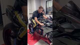 Red 2021 Kawasaki H2 on the Dyno with DankWheelie🥰🥰🥰 shorts [upl. by Aisak341]