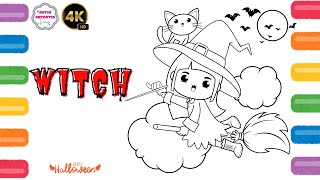 How to Draw a Witch  Halloween Special  Drawing and Coloring for Kids  Cutie Patootie Learns [upl. by Kcirderf]