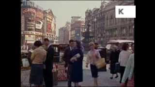 Late 1950s Early 1960s Piccadilly Circus London Stunning 35mm Colour Footage [upl. by Adarbil]