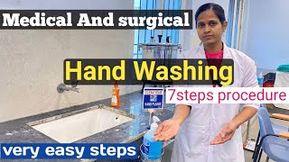 MEDICAL AND SURGICAL HAND WASHING 7 Steps of Hand Washing Practical demo class easy steps [upl. by Zurn707]