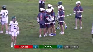 CMSportsNet Highlights Franklin at Century Boys Lacrosse 4232024 [upl. by Bergess]