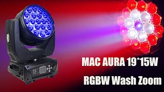 MAC AURA 1915W RGBW Wash zoom Moving Head with backlight effect [upl. by Octavius]