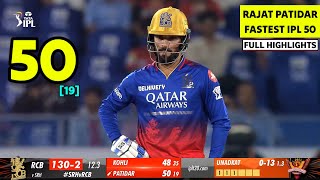 Rajat Patidar batting today 5019 video  rajat patidar fastest 50  rcb vs srh ipl 2024 highlights [upl. by Nylarej438]