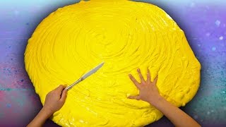 Butter Slime GIANT SIZE How To 100 DIY Slime Challenge Recipe [upl. by Olnay]