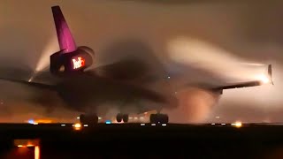 JAWDROPPING Late Night FOGGY Landings at LAX  Los Angeles Airport Plane Spotting [upl. by Eioj444]