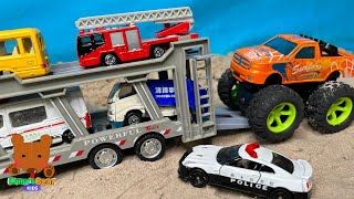 Diecast Cars Carried by Transportation Vehicle  Car Carrier Truck Stories【Kumas Bear Kids】 [upl. by Ariaj]