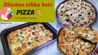 Tikkaboti PizzaHome made pizza easy recipe  chicken pizza [upl. by Lashonda]