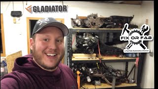 Fix or Fab Gladiator 77 Shelving Unit used for organizing engines and transmissions [upl. by Annahael789]