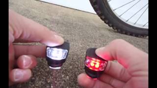 Silicone 2 LED Front and Rear Bike Lights Review and Demonstration [upl. by Brufsky]