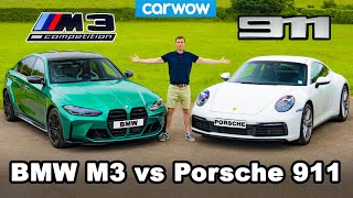 New BMW M3 vs Porsche 911  REVIEW with 060mph amp brake test [upl. by Kristofer393]