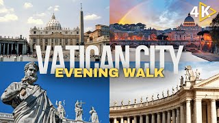 Stunning Vatican City Sunset Evening Walk Rome Italy 🇮🇹  4K UHD [upl. by Hardden]