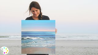 How to Paint in Acrylics  Ocean Painting Tutorial [upl. by Nnylatsyrc]