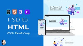 PSD to HTML Conversion with Bootstrap 5 in Hindi  PSD to HTML Tutorial [upl. by Ioab726]