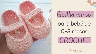 COMO TEJER UNAS GUILLERMINAS ZAPATITOS DE BEBE A CROCHET TALLA 03 MESES [upl. by Petronella]