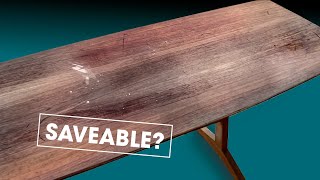 The Surfboard Table  Refinishing a cool a coffee table  Furniture restoration [upl. by Dulce]