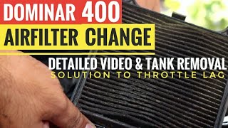 HOW TO CHANGE AIR FILTER ON DOMINAR  SOLUTION FOR LOW PICK UP ENGINE HEATING  HOW TO REMOVE TANK [upl. by Yarazed982]