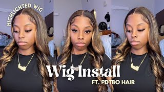 HIGHLIGHTED BODYWAVE WIG INSTALL  CUSTOMIZATION  how to bleach knots pluck amp install [upl. by Arel738]