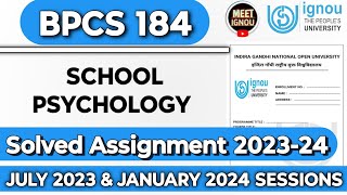 BPCS 184 Solved Assignment 202324  School Psychology  bpcs184 bpcs bpcs184ignou ignou [upl. by Tomaso]