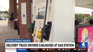 Delivery truck drivers carjacked at gas station [upl. by Gleeson48]