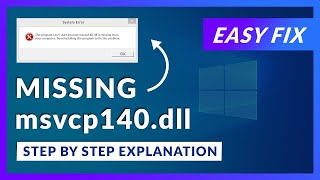 Fix MSVCP140dll Missing or Not Found In Windows 1110  2024 Updated [upl. by Eelorac924]