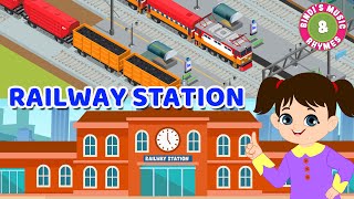 Railway Station  Down at the Station Nursery Rhyme for kids  Bindis Music amp Rhymes [upl. by Betsey]