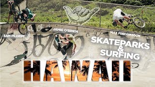 HAWAII SKATEPARK RIDING AND JET SKI FOILING WITH Sam Pilgrim amp Jamie OBrien [upl. by Eimareg]