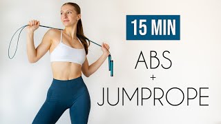 15 MIN JUMP ROPE amp ABS WORKOUT Cardio Abs At Home [upl. by Chretien]