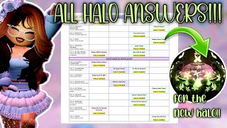 ALL HALO ANSWERS FOR THE NEW ENTWINED VINES HALO 2024  ROYALE HIGH ROBLOX [upl. by Eyeleen]