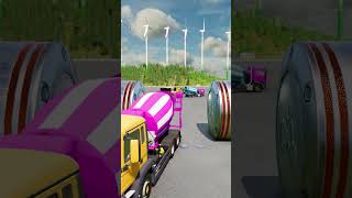 Colorful Trucks SMASH Into GIANT Bollards 🚛💥  BeamNG Drive [upl. by Leumek]