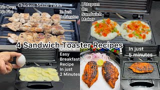 4 Amazing Sandwich Toaster Hacks  Recipes in just 5 minutes in Sandwich Maker  Breakfast Recipes [upl. by Bertrando]