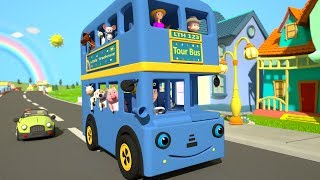 Blue Wheels On The Bus  Kindergarten Nursery Rhyme Color Song  Cartoon for Kids  Little Treehouse [upl. by Halika]