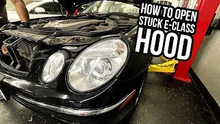 How To Open Stuck Hood Mercedes Benz EClass W211 20022009 [upl. by Sussman]