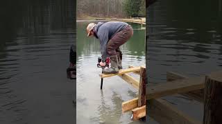 Dock Build Part 4  what are we doing Auger almost pulls me into the water construction dock [upl. by Say]