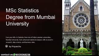 MSc Statistics from Mumbai University Overview Admission Fees Hostel Scholarship [upl. by Gimpel]