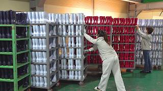 Light and safe rubber boots mass production process Shoe factory in Korea [upl. by Meihar]