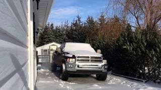 2001 Cummins 25C Cold Start 3 Cylinder High Idle Test on the old Dodge [upl. by Esorbma]