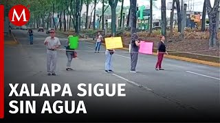 Ante la falta de agua habitantes de Xalapa realizan bloqueos [upl. by Nneb209]