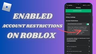 How To Enabled Accounts Restriction On Roblox [upl. by Itsym]