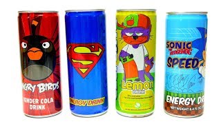 NEW Soft Drinks  Angry Birds Superman and Sonic Energy Drink [upl. by Annaerb479]