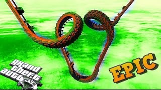 GTA 5  UNBELIEVABLE TWIN SKY SPIRALS  No steering required  custom stunt race with Link GTA V [upl. by Idram326]