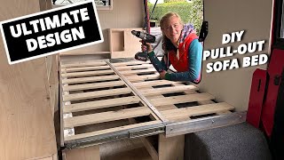 The BEST DIY PullOut Sofa Bed How To Build An Extending Sliding Slat Bed With Storage [upl. by Jacobsohn593]