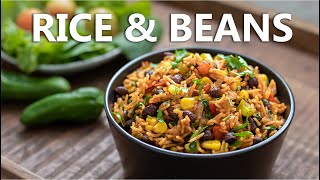 Mexican Inspired Rice and Beans Recipe 🪅 Healthy One Pot Black Bean Vegan Food Super Easy [upl. by Ashla]