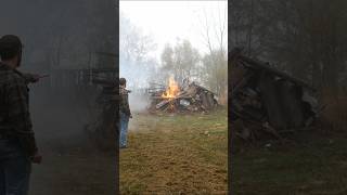 A Safe Way To Start A Burn Pile 🔥💪🇺🇸🍁 farm homestead work asmr satisfying shorts fire [upl. by Ecarret]