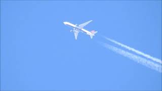 Contrails Military Zero G 727 and Delta 777200ER [upl. by Arayt]