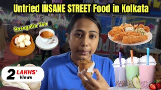 Eating INSANE Street Food in Kolkata  Rossogolla Tea Chocolate Lassi amp more🤪 [upl. by Ailemrac]